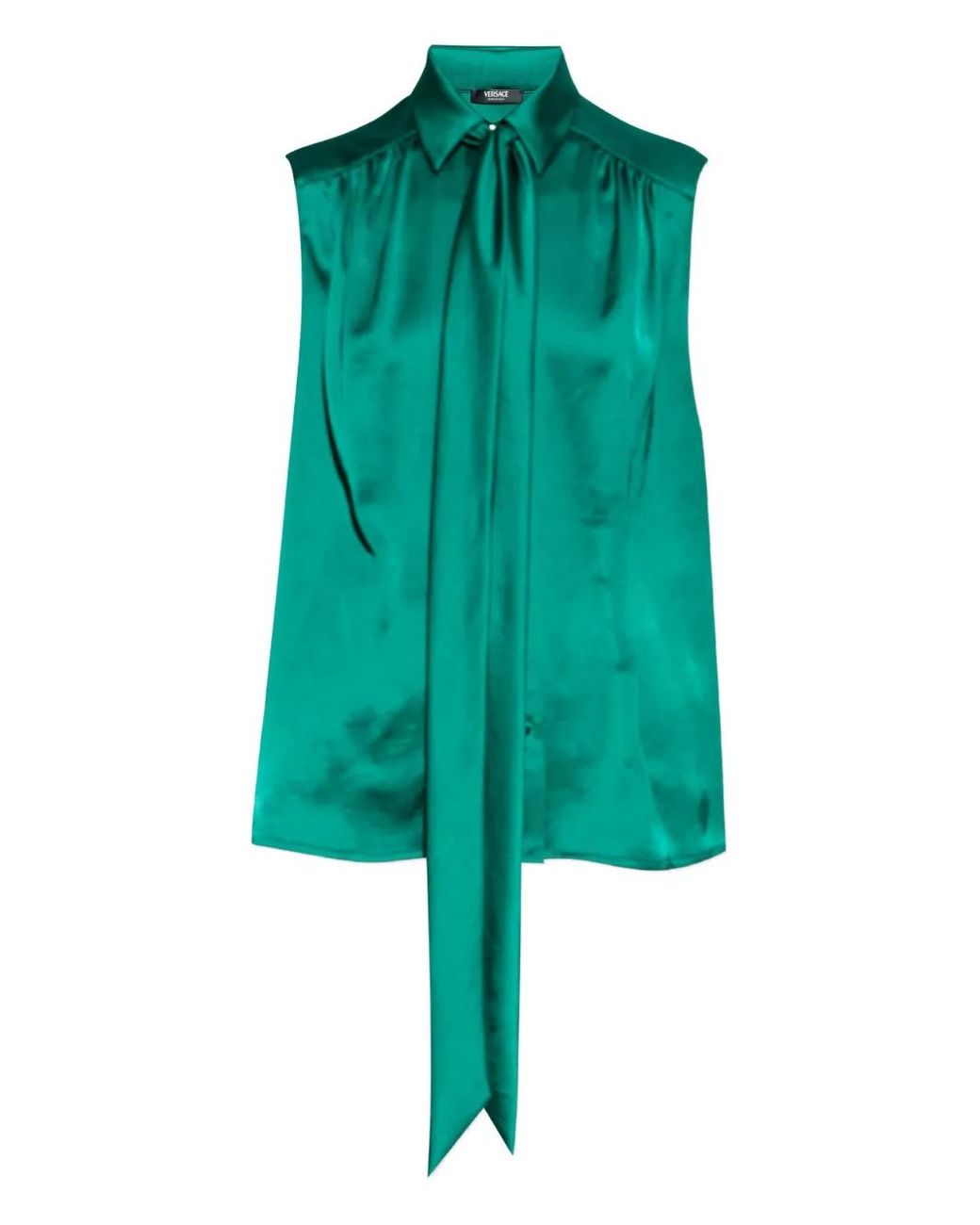 Versace Green Top With Decorative Tie