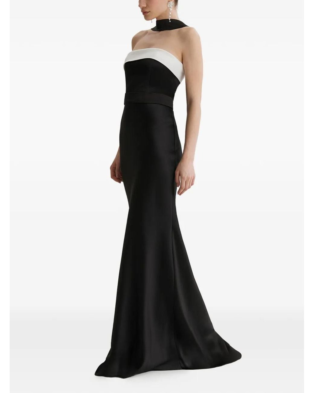 Framboise Black Hilary Strapless Colour-Block Maxi Dress