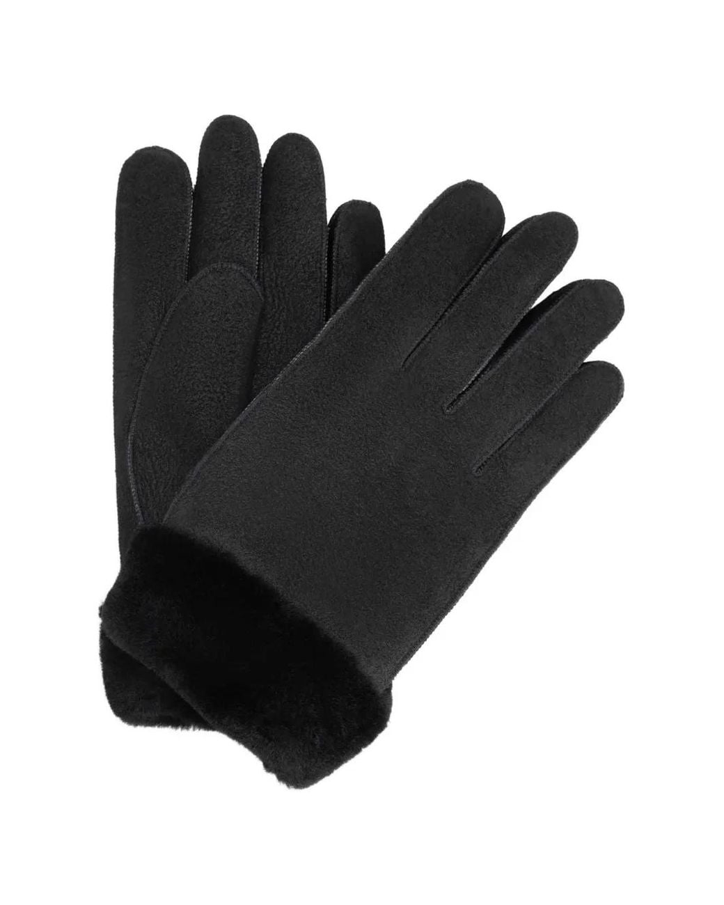 Parajumpers Black Gindal Shearling-Trim Leather Gloves