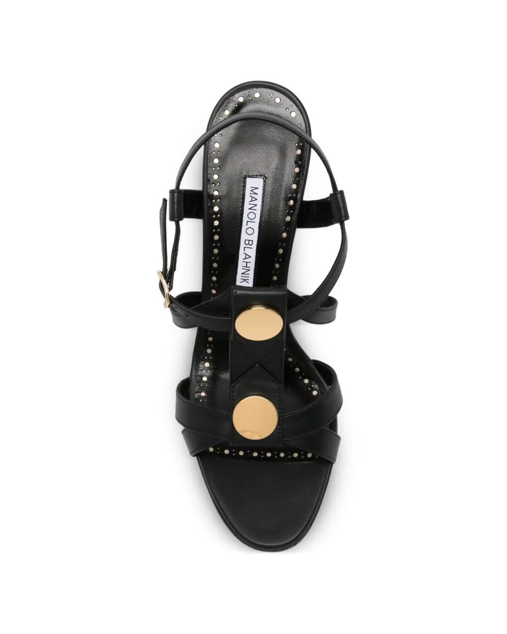 Manolo Blahnik Black Giza Disc-Embellished Sandals