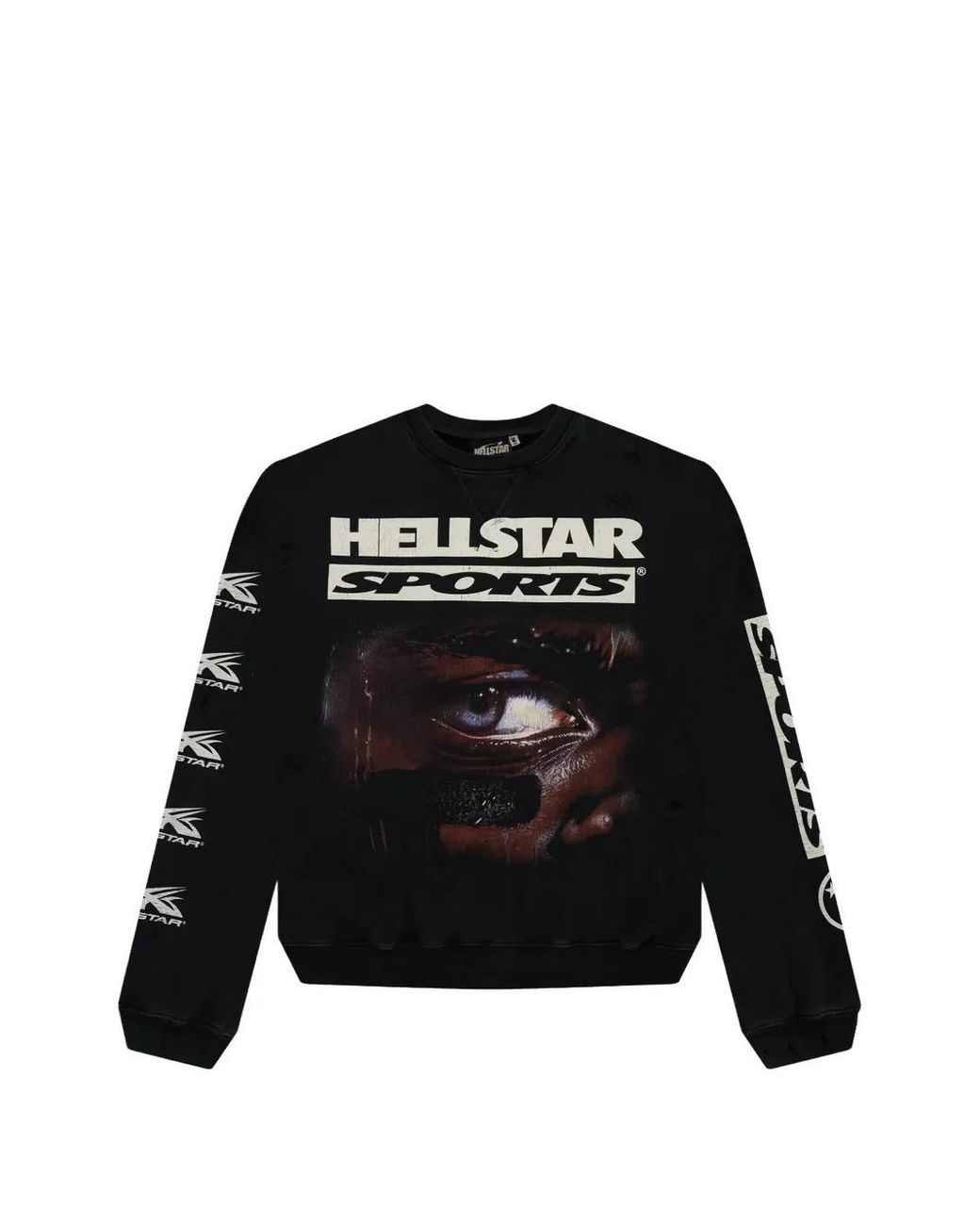 HELLSTAR Black Printed Crewneck Longsleeve Sweatshirt for men