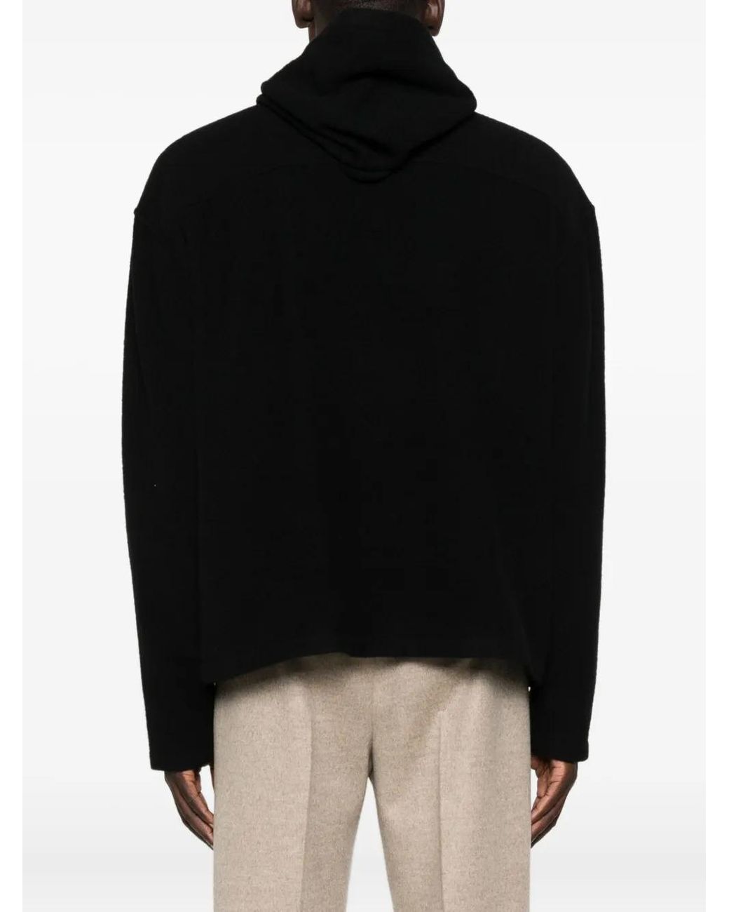 Rier Black Wool Hoodie for men