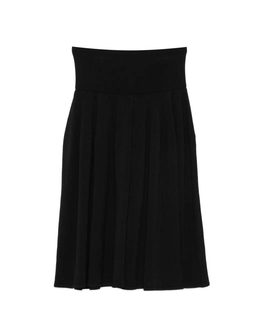Totême Black Ribbed-Waist Pleated Midi Skirt