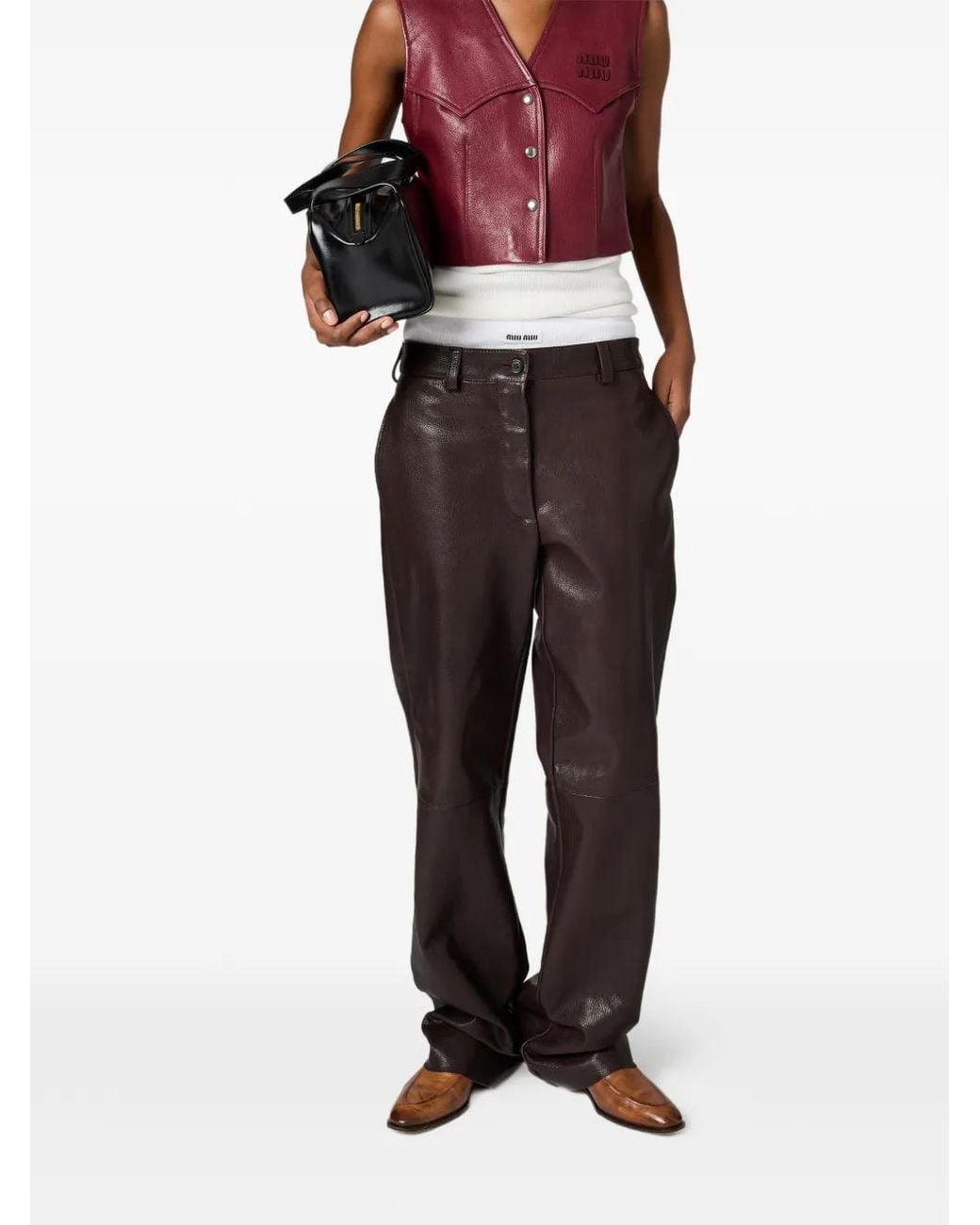 Miu Miu Brown Leather Pants