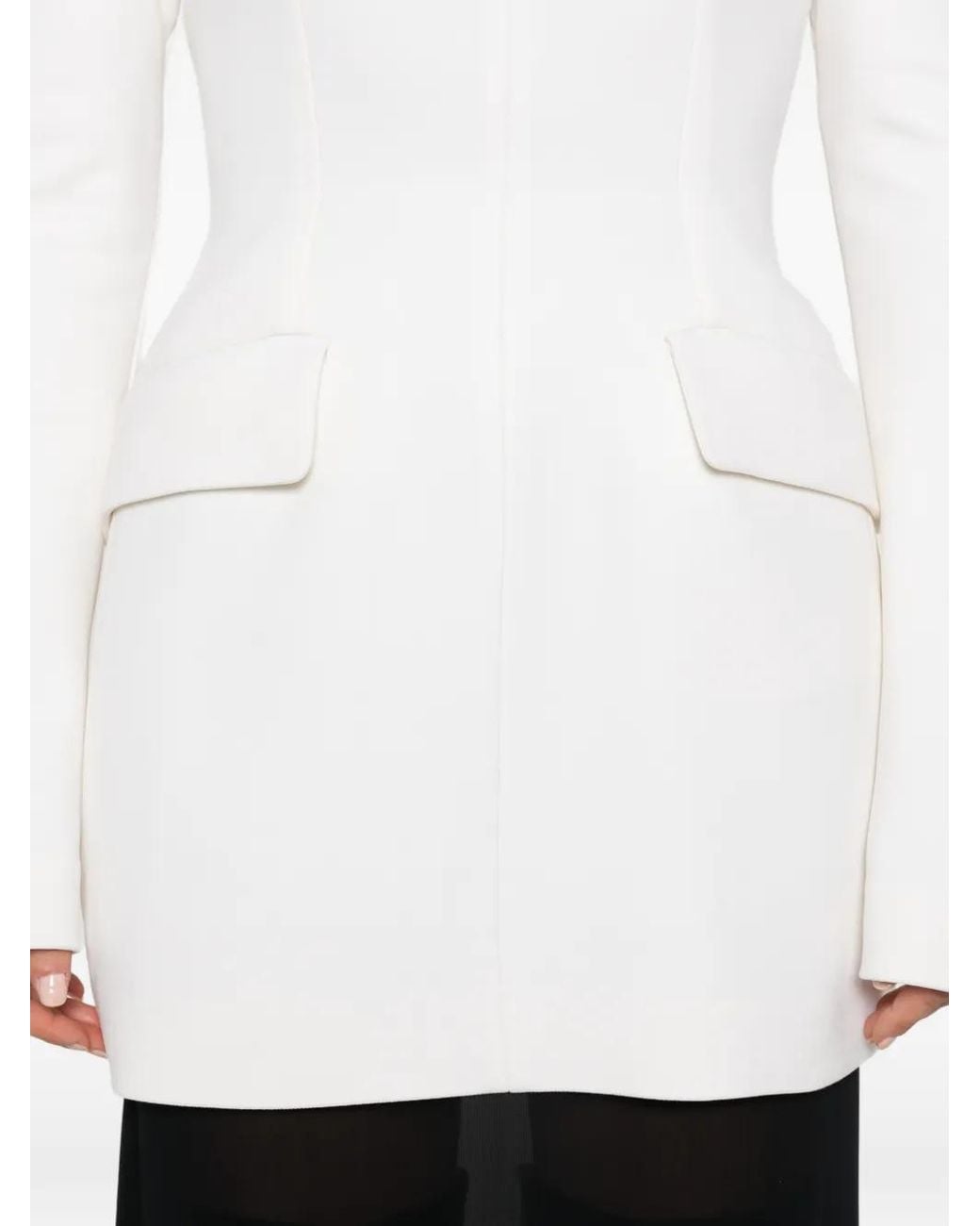 Sportmax White High-Neck Flap-Pocket Dress