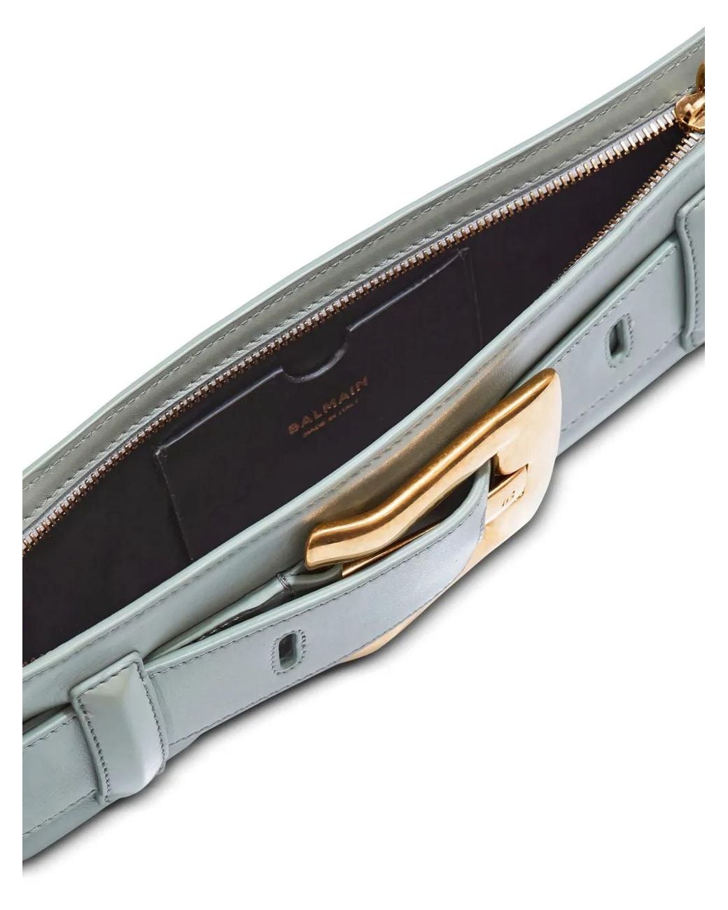 Balmain Green Anthem Calfskin Leather Clutch