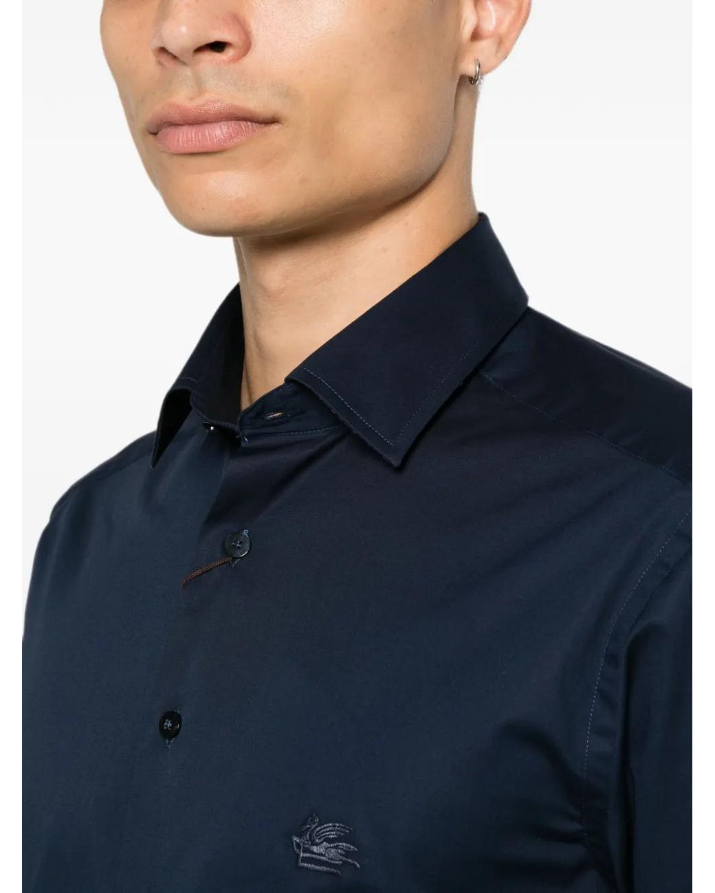 Etro Blue Shirt Roma Logo for men
