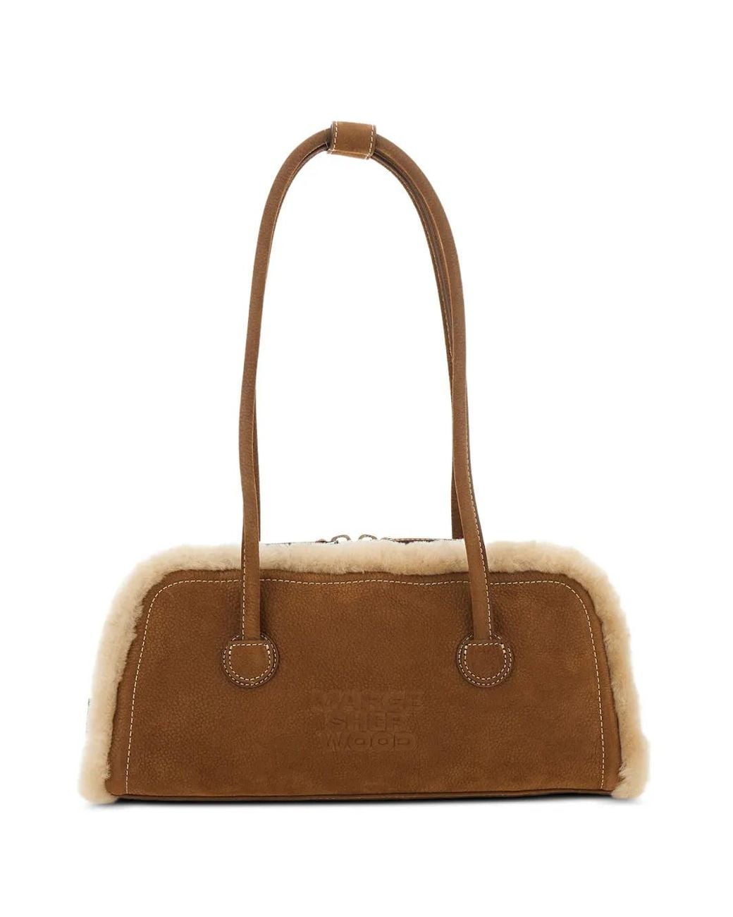 MARGE SHERWOOD Brown Sac Porté Épaule Soft Boston À Bords En Peau Lainée