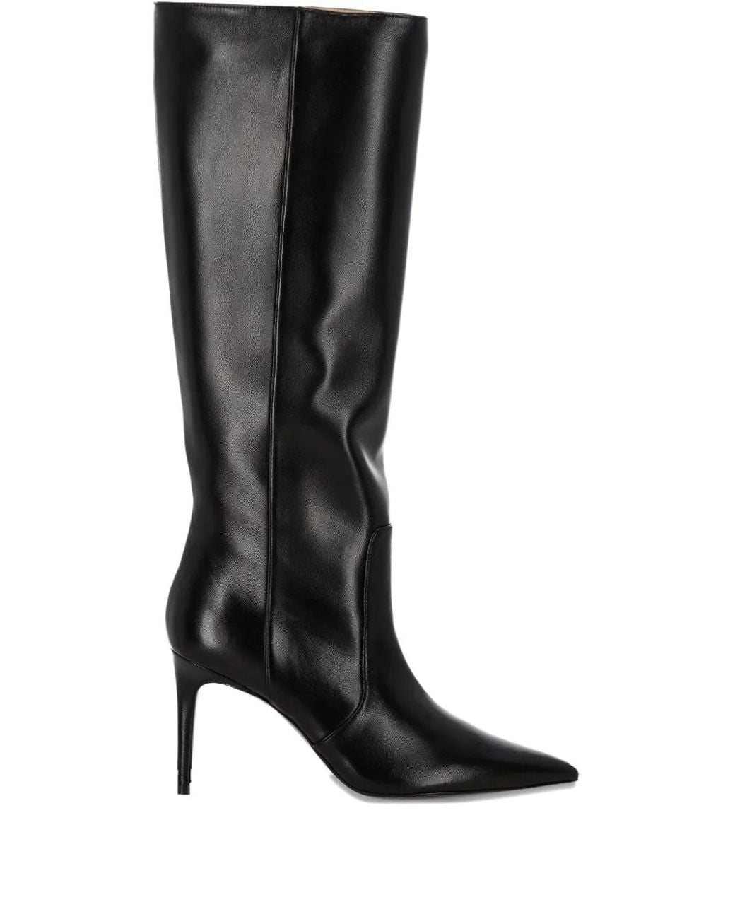 Stuart Weitzman Black Leather Pointed-Toe Knee-High Boots