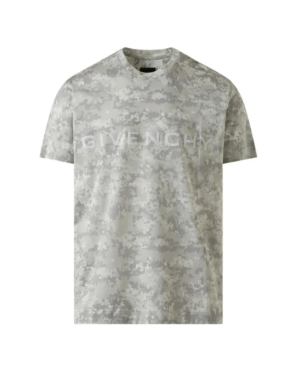 Givenchy Gray Logo Camo-Print T-Shirt for men