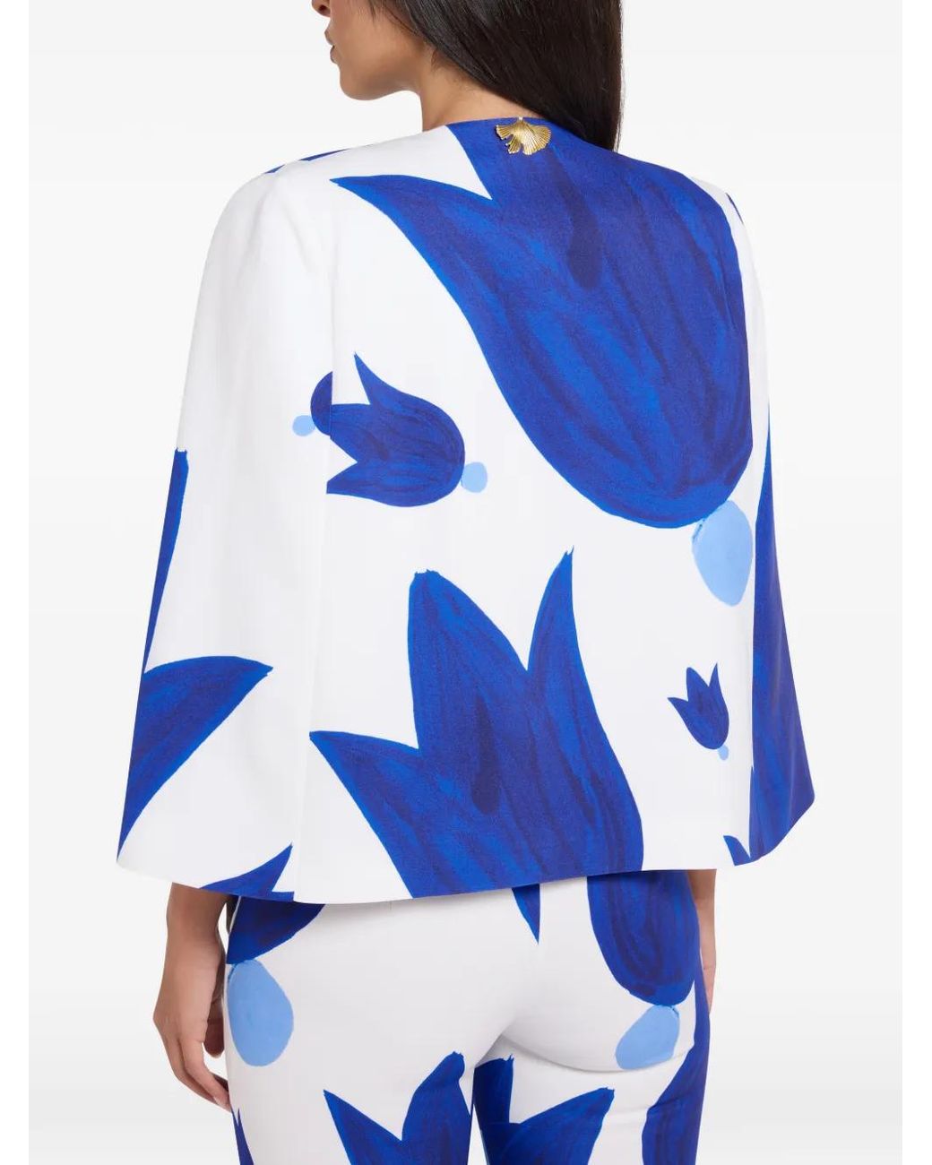 Themis Z Blue Theano Patterned Cape Coat