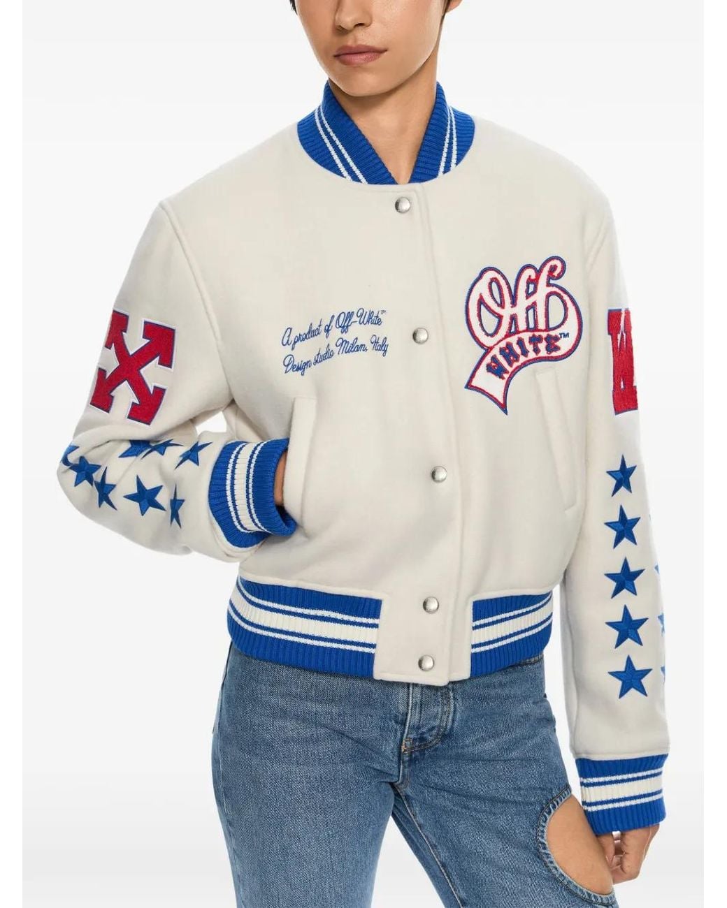 Off-White c/o Virgil Abloh Blue Veste Bomber À Patch Logo