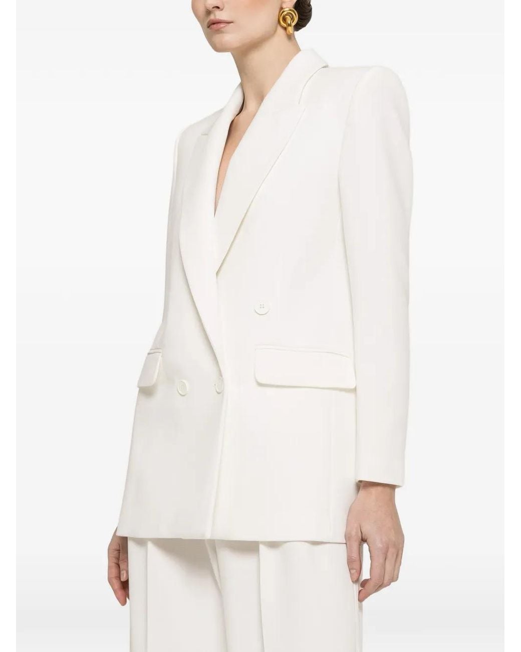 Nissa White Double-Breasted Blazer