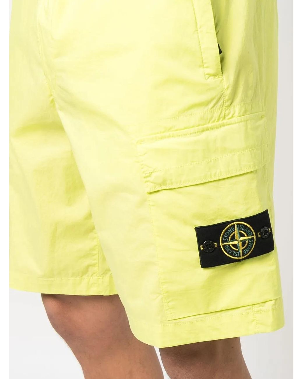 Stone Island Yellow Compass Logo-Patch Cargo Shorts for men