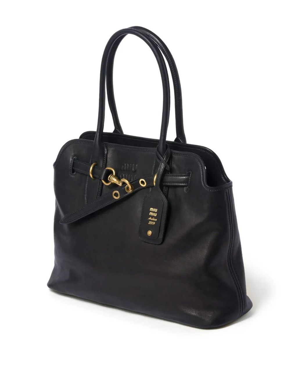Miu Miu Black Aventure Medium Leather Handbag