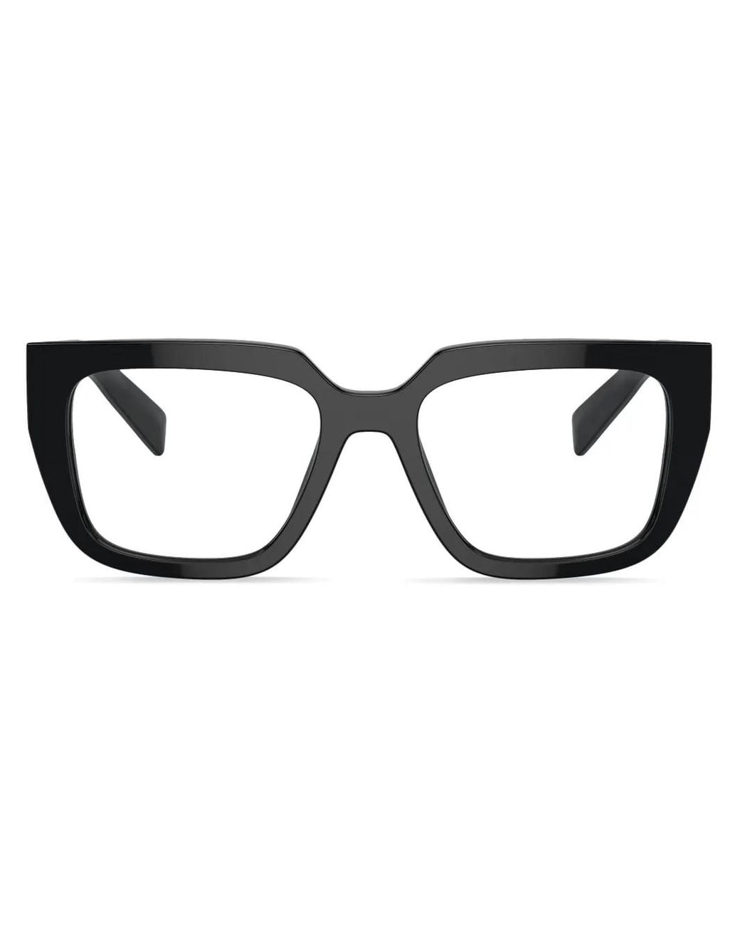 Prada Black Logo-Lettering Square Glasses