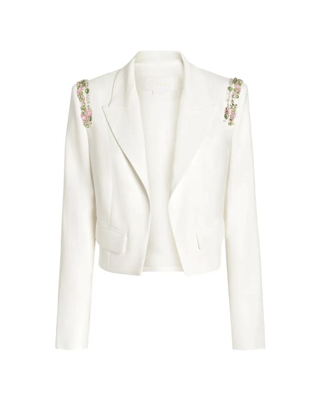 Genny White Cady Embellished Cropped Jacket