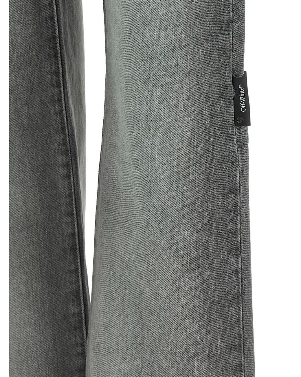 Off-White c/o Virgil Abloh Gray Cut-Out Straight Jeans