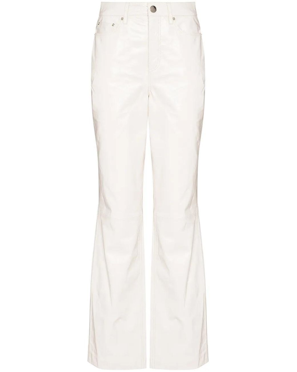 Remain White Lynn Leather Straight-Leg Trousers