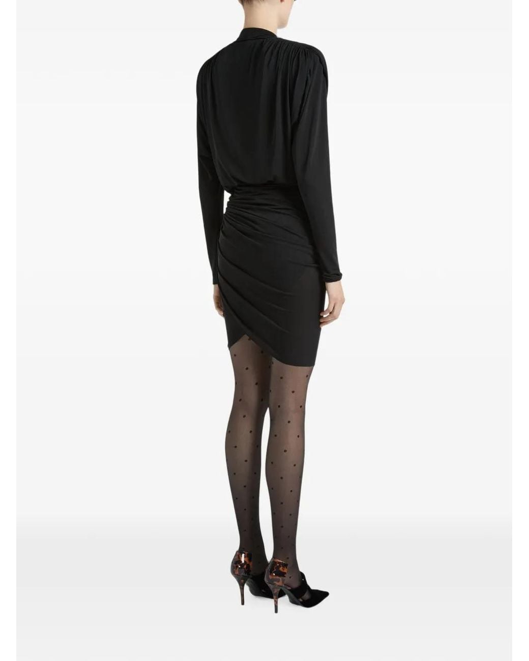 Balmain Black Draped Flowing Jersey Dress