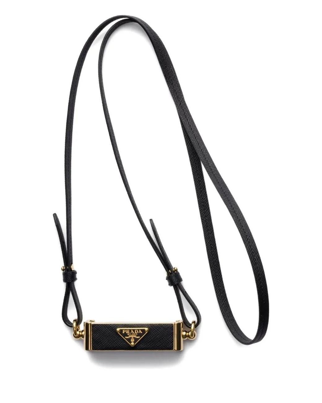 Prada Black Triangle-Logo Leather Smartphone Case