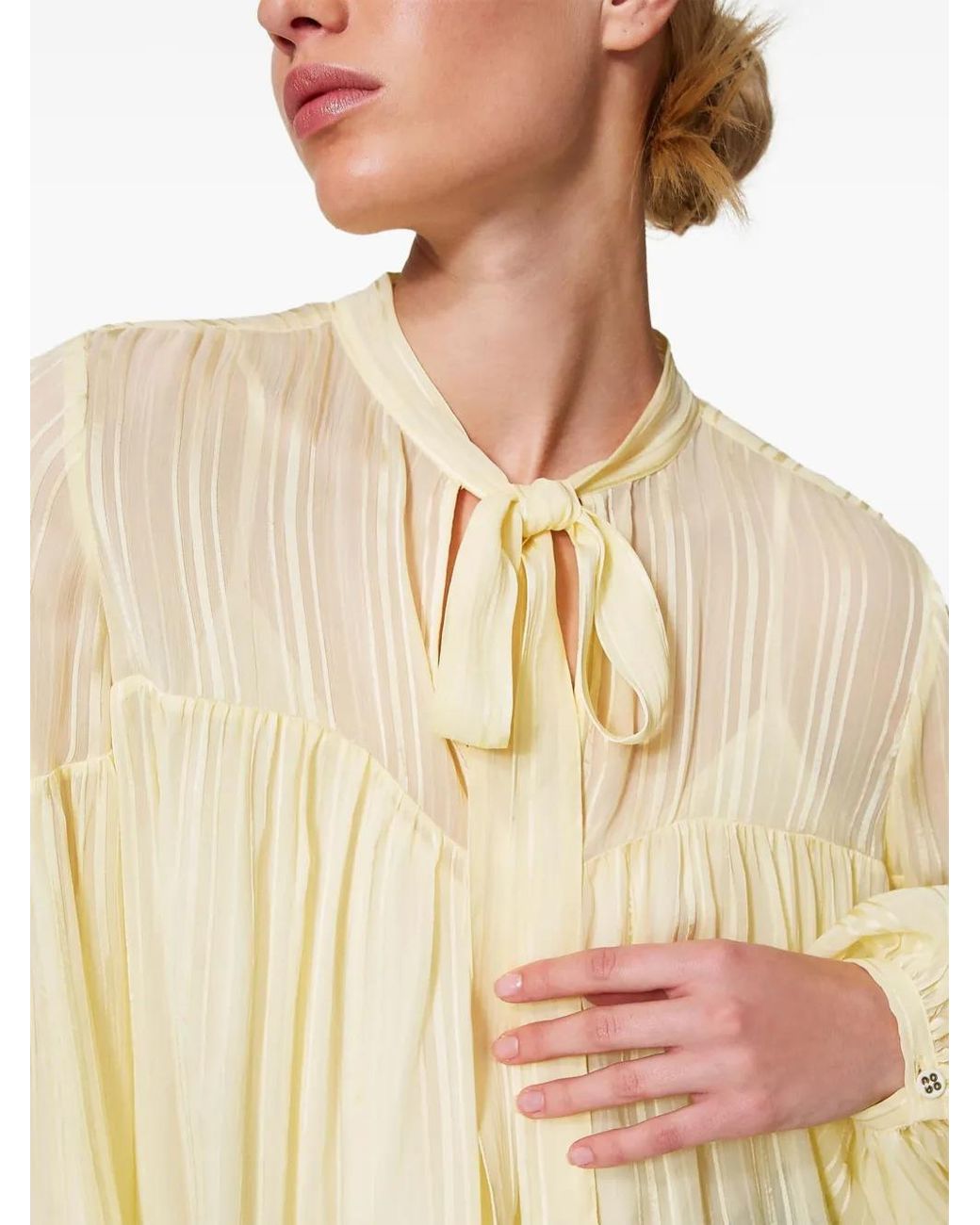 Twinset Natural Stripe-Jacquard Blouse