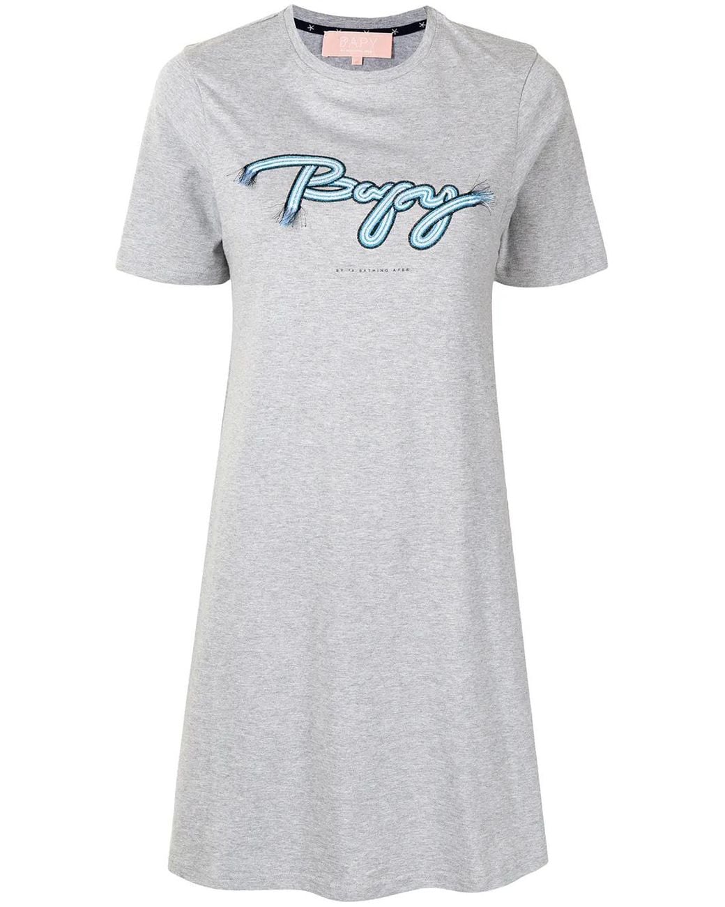 A Bathing Ape White Embroidered-Logo T-Shirt Dress
