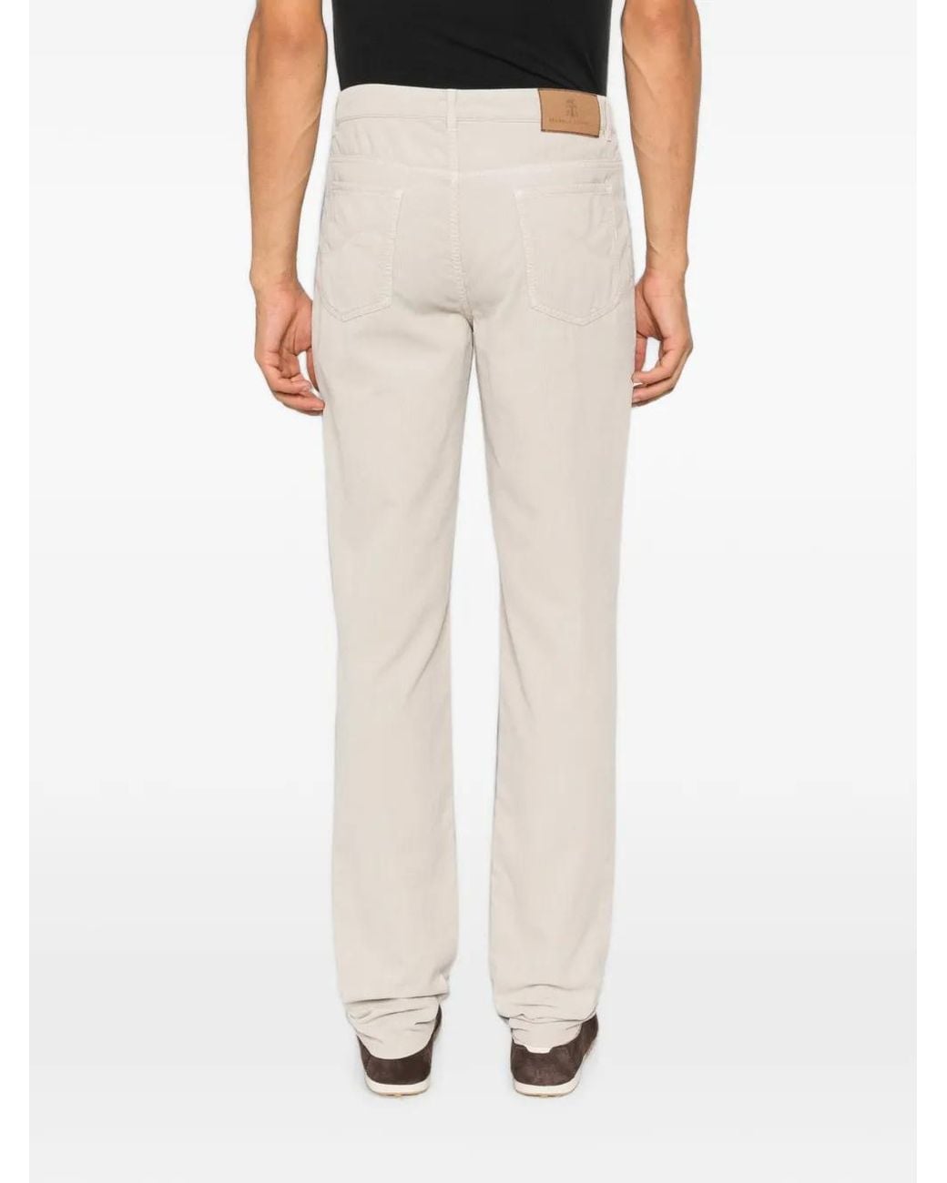 Brunello Cucinelli White Corduroy Straight-Leg Trousers for men