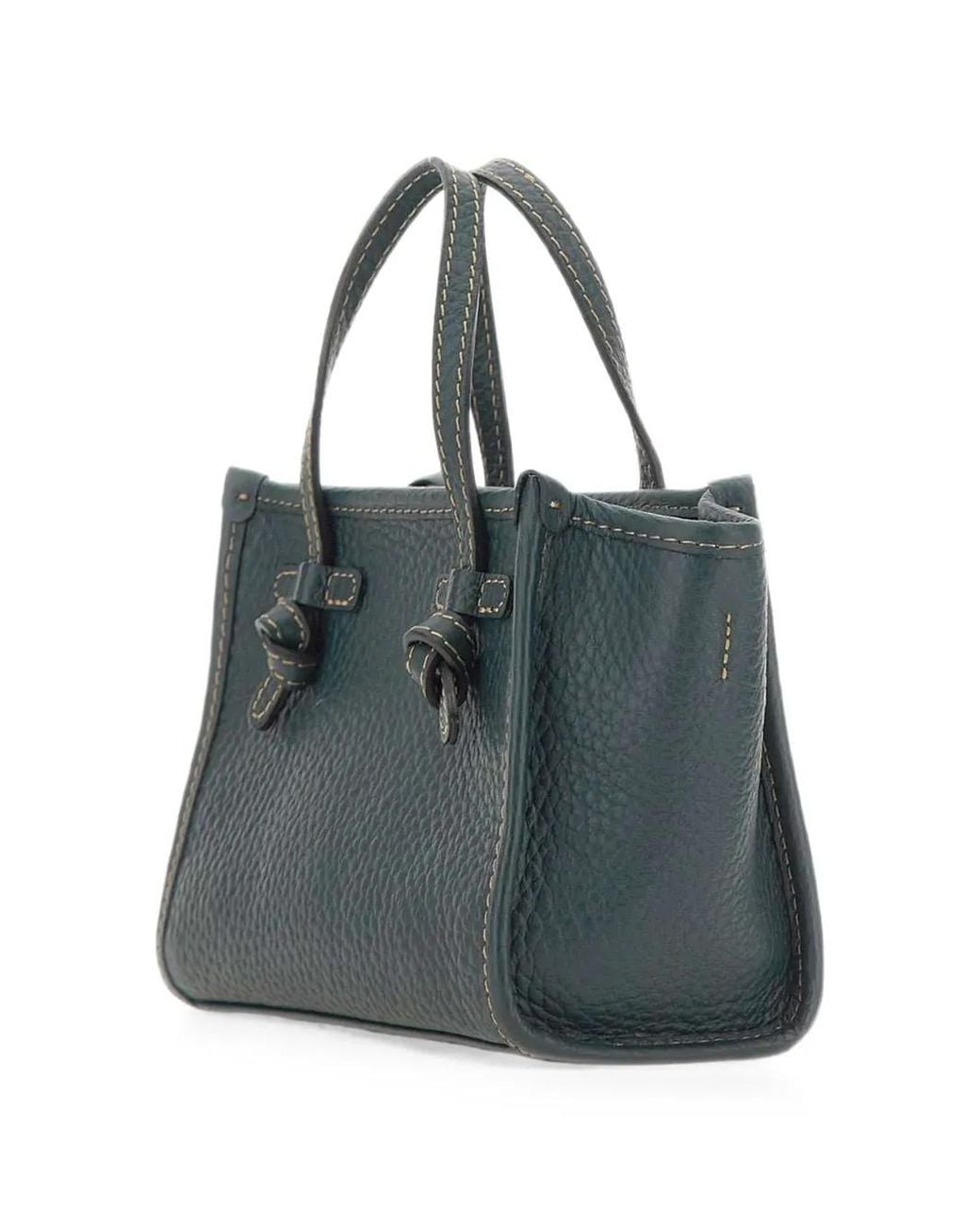 MARCELLA CLUB Blue Small Miss Marcella Grained Leather Tote Bag