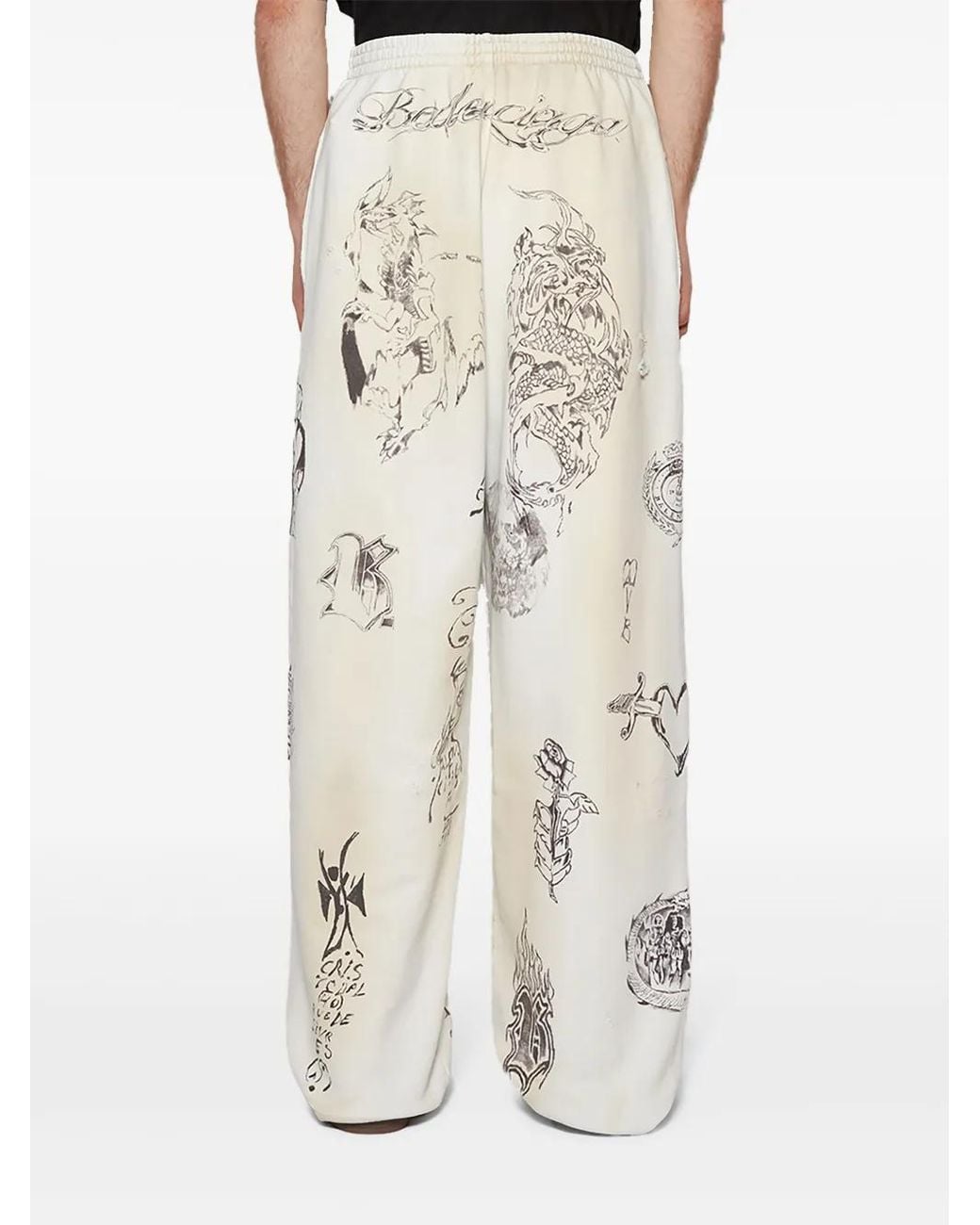 Balenciaga White Sweatpants With Prints for men