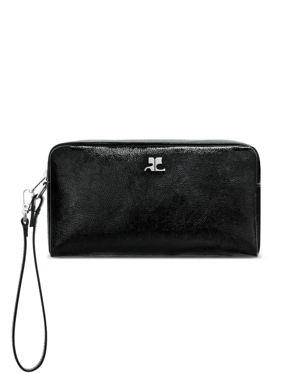 Courreges Black Naplack Logo-Plaque Mini Bag