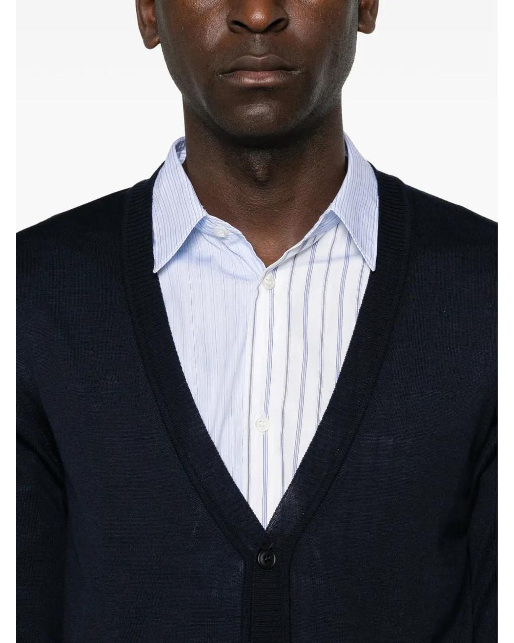 Emporio Armani Black V-Neck Button-Up Cardigan for men