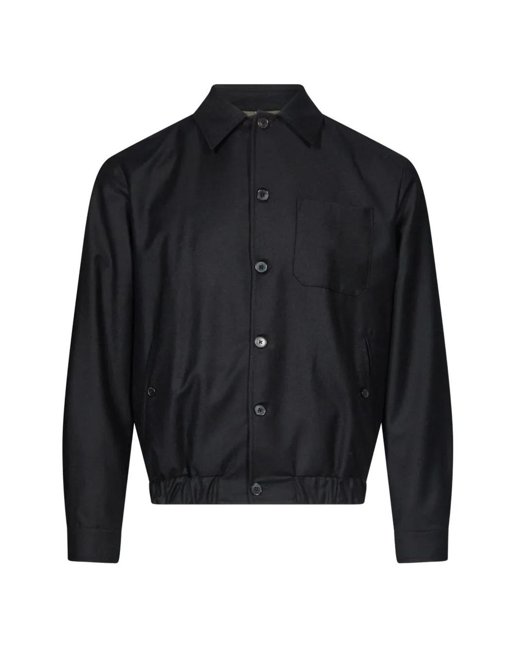 Grayed Blue Elasticated-Hem Pocket-Detail Coat for men