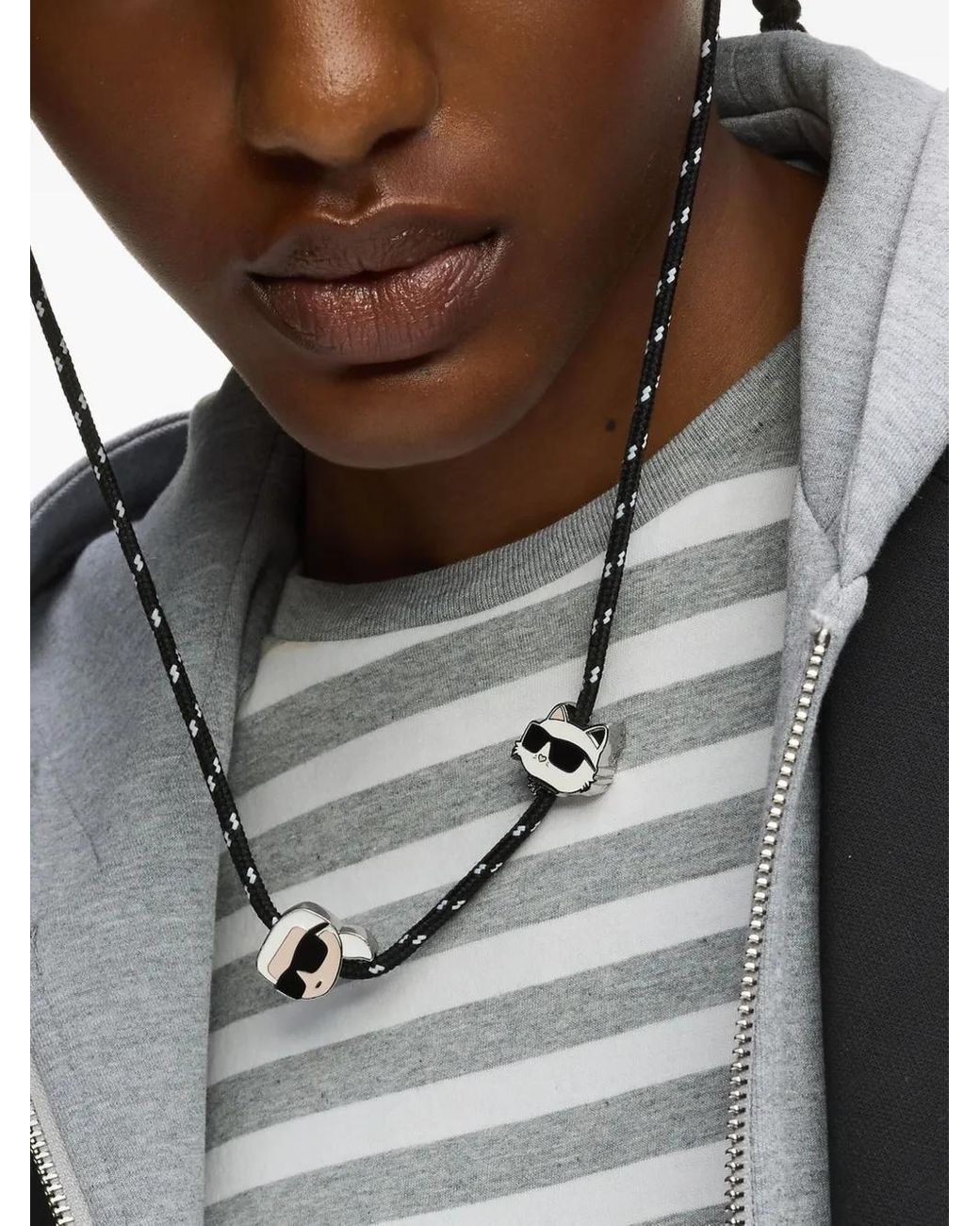 Karl Lagerfeld Black Ikon-Charm Bucket Hat