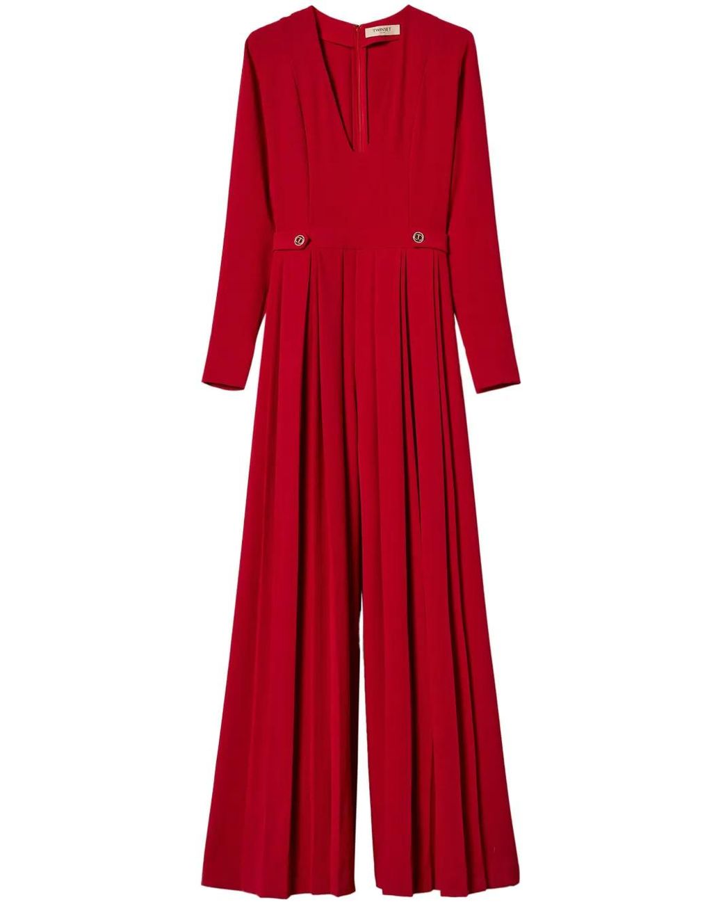 Twinset Red Pleated Jumpsuit