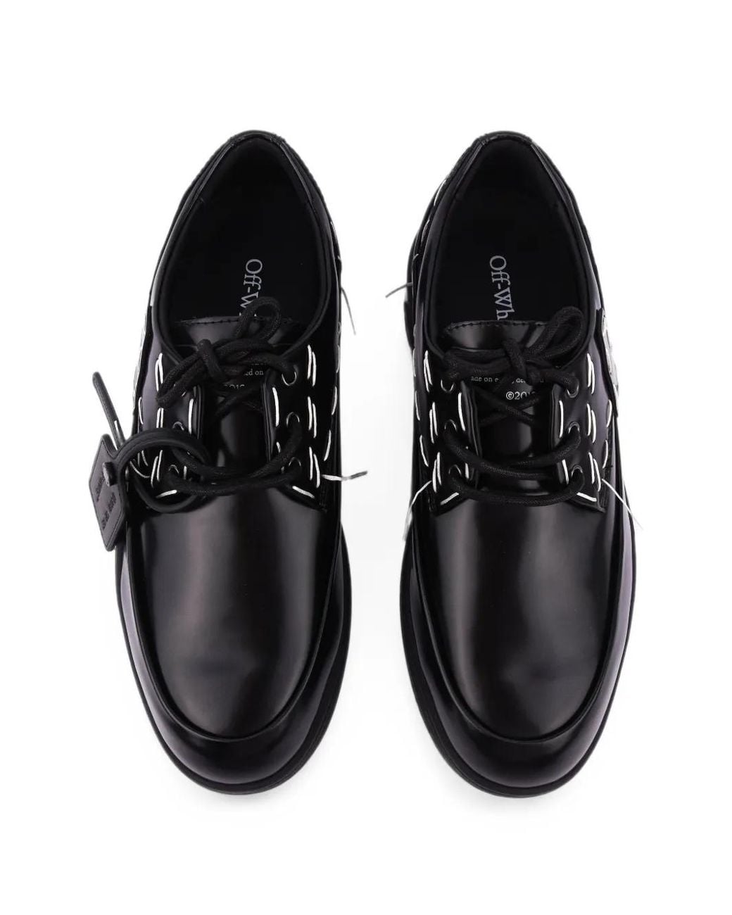 Off-White c/o Virgil Abloh Black Sartorial Contrast-Stitch Derby Shoes for men