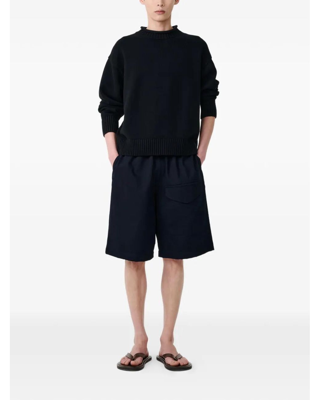 Studio Nicholson Black Elasticated-Waistband Shorts for men