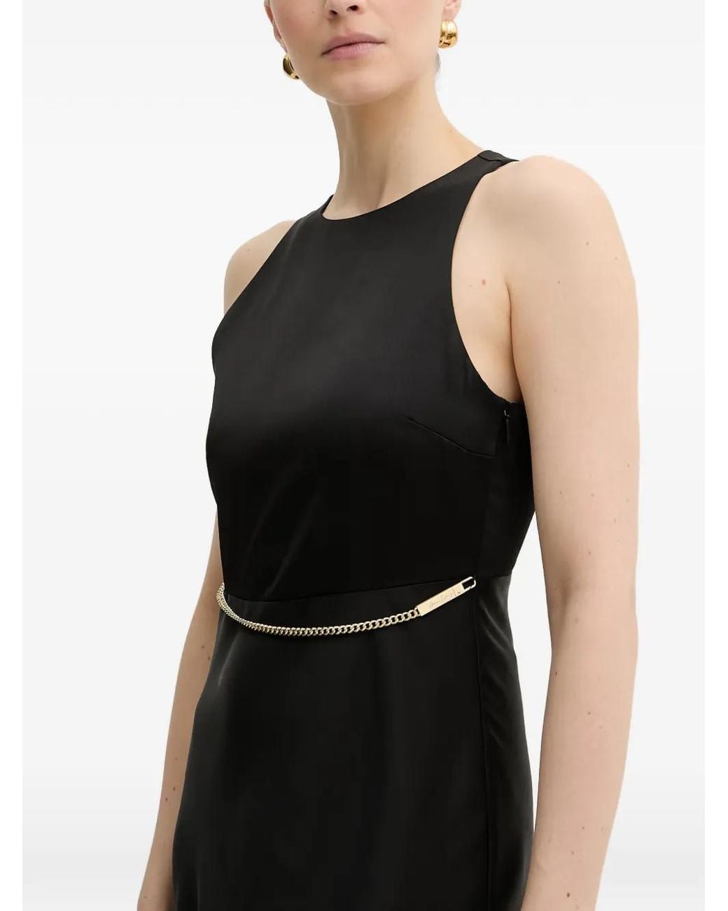 ARMANI EXCHANGE Black Robe Longue Fendue À Détail De Chaîne
