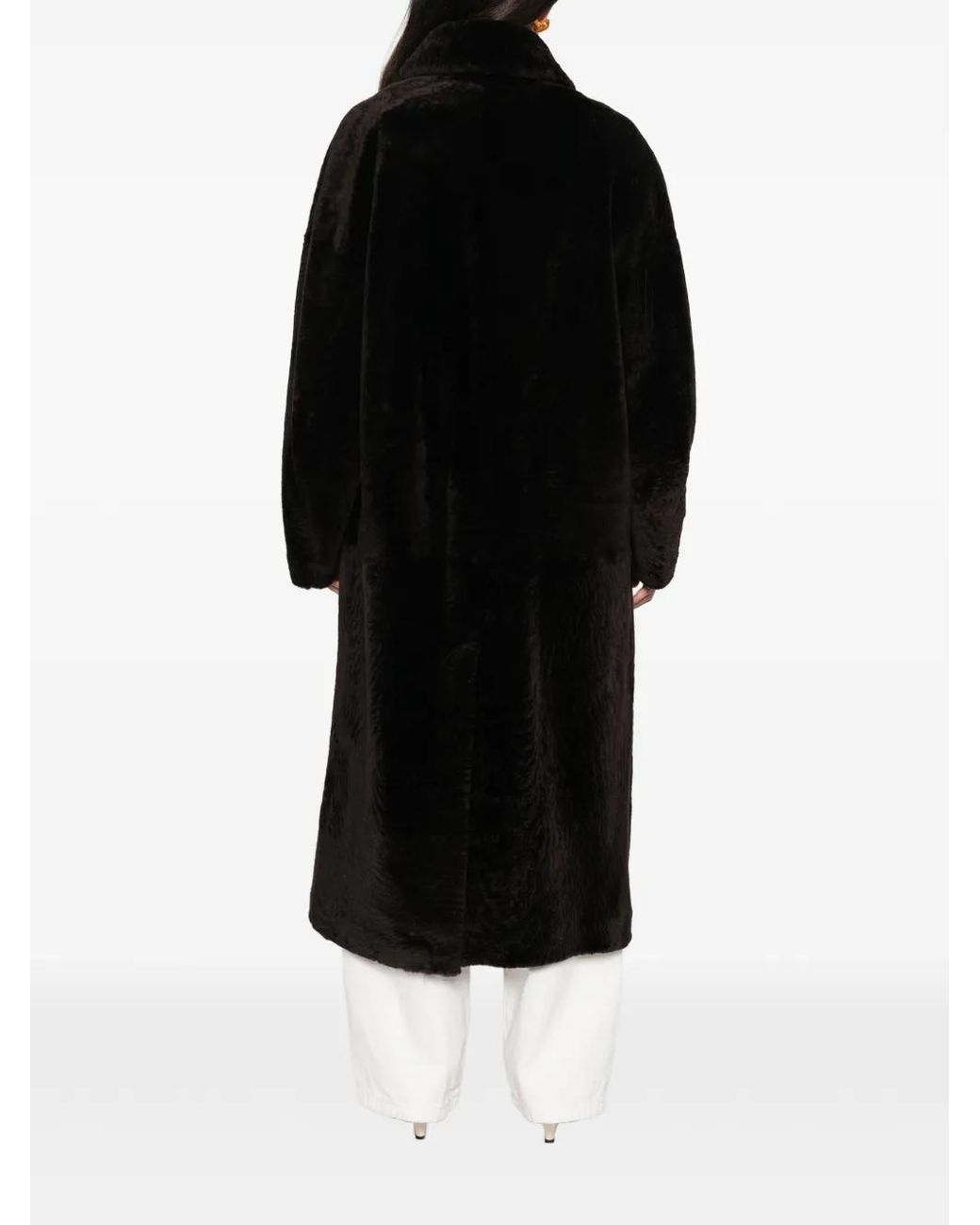 Rohe Black Shearling Shawl-Collar Coat