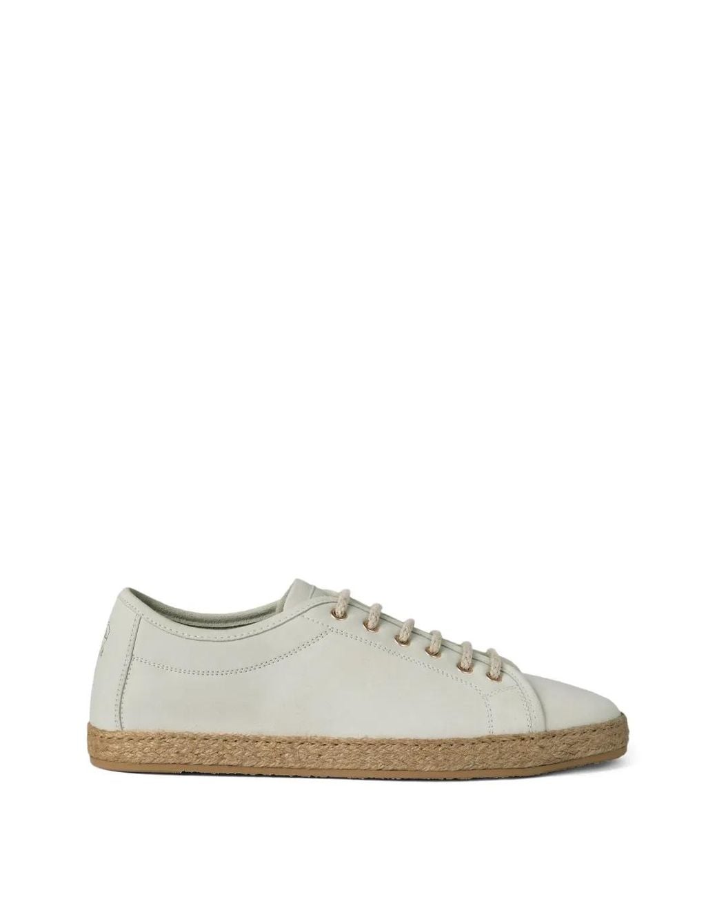 Brunello Cucinelli White Rope-Insert Suede Sneakers for men