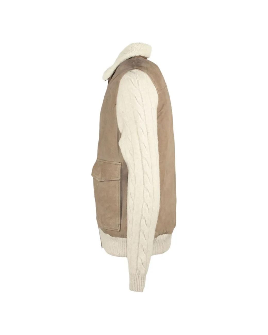 Volfagli Natural Arena Cable-Knit Suede Jacket for men