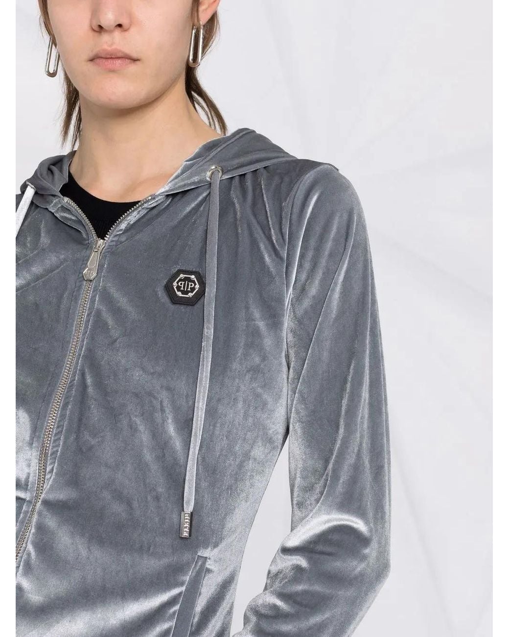 Philipp Plein Gray Logo-Embellished Velvet Tracksuit