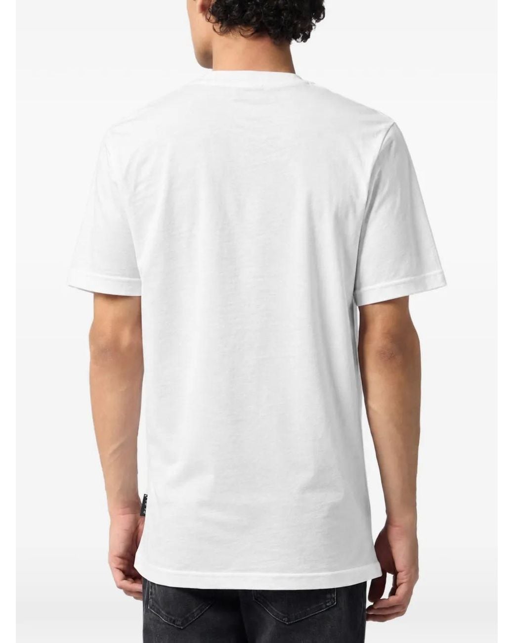 Philipp Plein White Round Neck T-Shirt Hexagon-Pocket for men