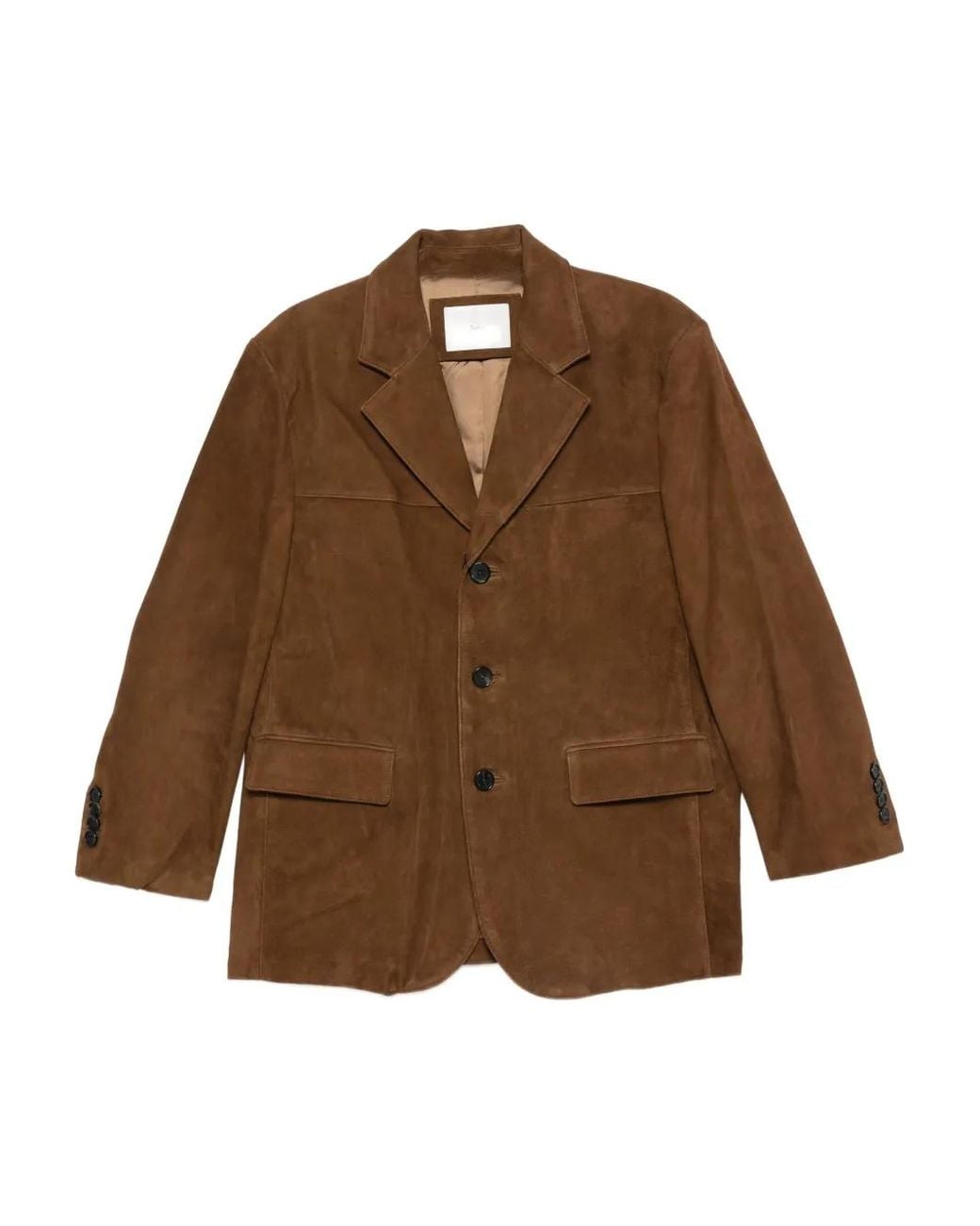 DUNST Brown Lederjacke Mit Knopfverschluss
