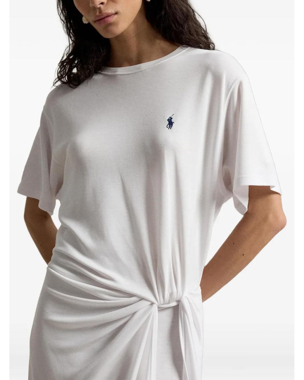 Polo Ralph Lauren White Twist-Detail T-Shirt Dress