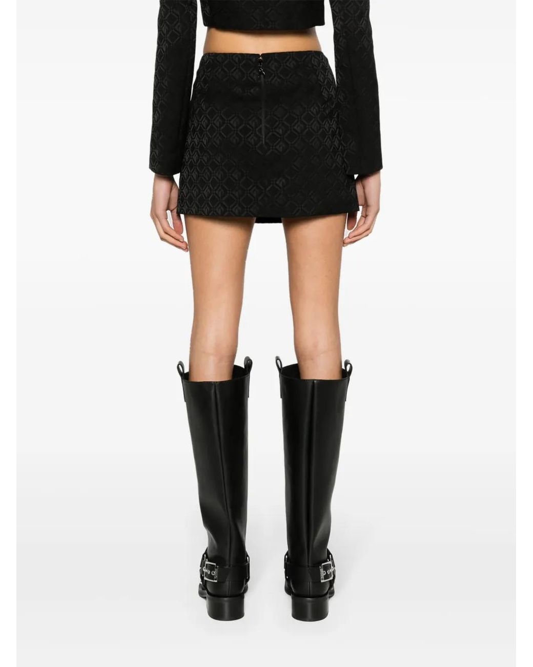 MARINE SERRE Black Moon Diamant-Jacquard Miniskirt