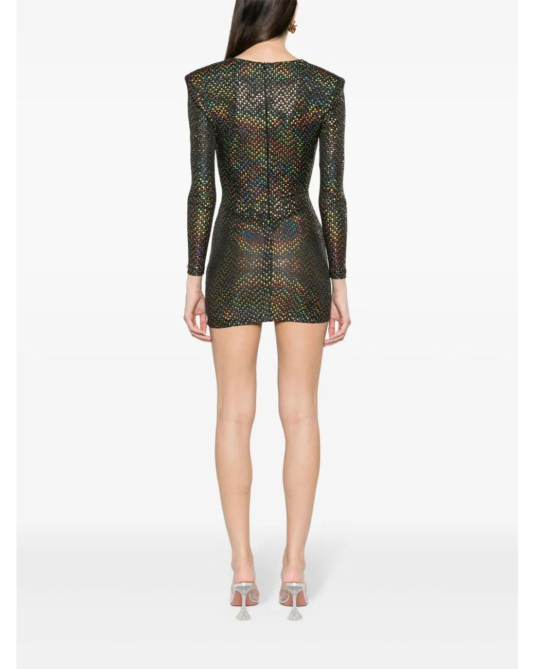 Nissa Black Long-Sleeve Sequined Minidress