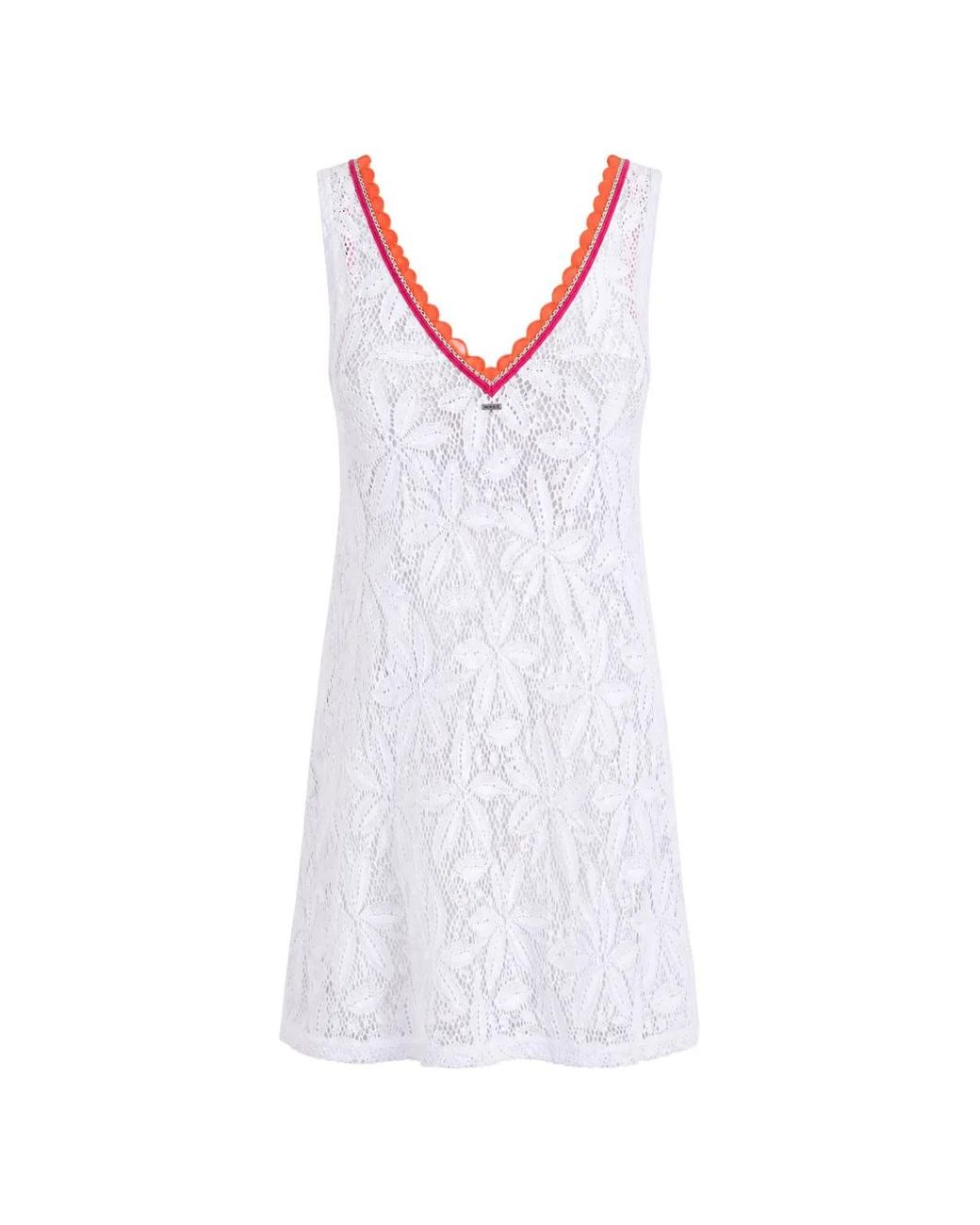 Banana Moon White Horace Aguanga Guipure-Lace V-Neck Mini Dress