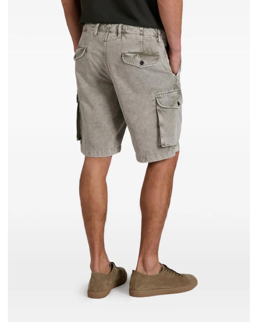 Slowear Gray Button Cargo Shorts for men
