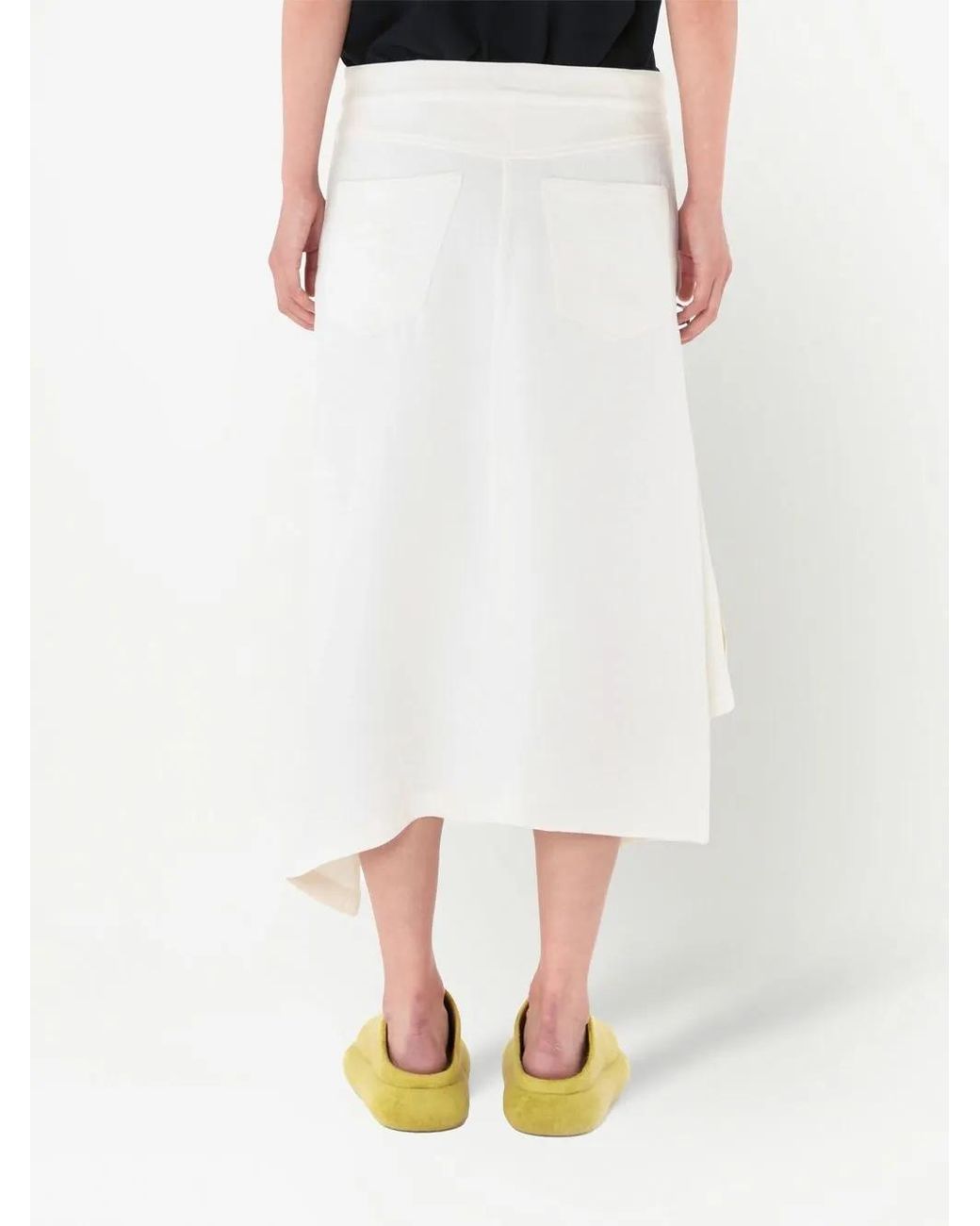 J.W. Anderson White Asymmetric Draped Skirt